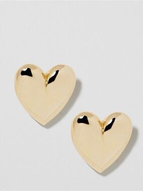 Gold Plated Heart Stud Earrings New